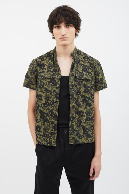 Acne Studios SS12 Green 
Black Cotton WEBB Print Shirt