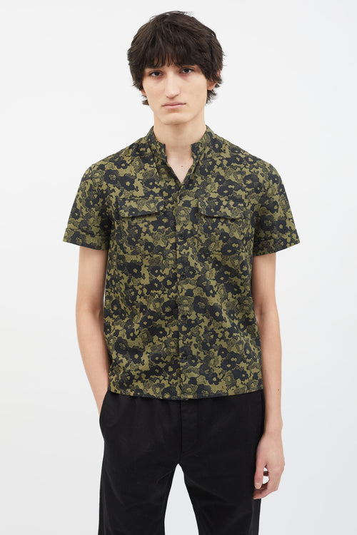 Acne Studios SS12 Green 
Black Cotton WEBB Print Shirt