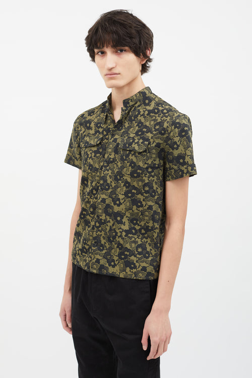 Acne Studios SS12 Green 
Black Cotton WEBB Print Shirt