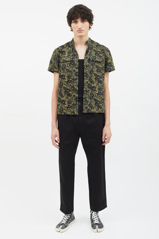 Acne Studios SS12 Green 
Black Cotton WEBB Print Shirt