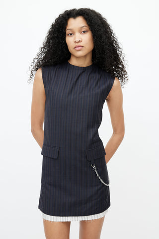 Acne Studios SS 2020 Black 
White Stripe Doniella Chain Dress