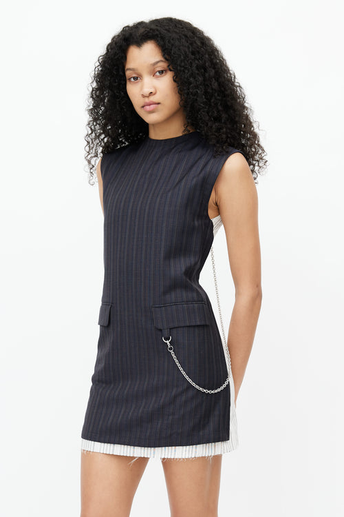 Acne Studios SS 2020 Black 
White Stripe Doniella Chain Dress