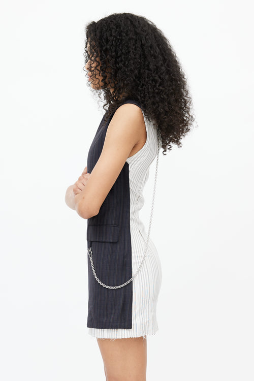 Acne Studios SS 2020 Black 
White Stripe Doniella Chain Dress