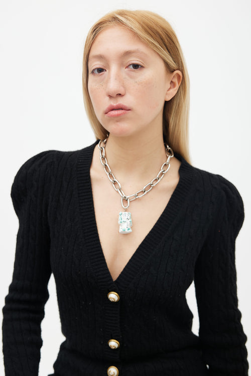 Acne Studios Silver-Tone Ceramic Charm Chain Link Necklace