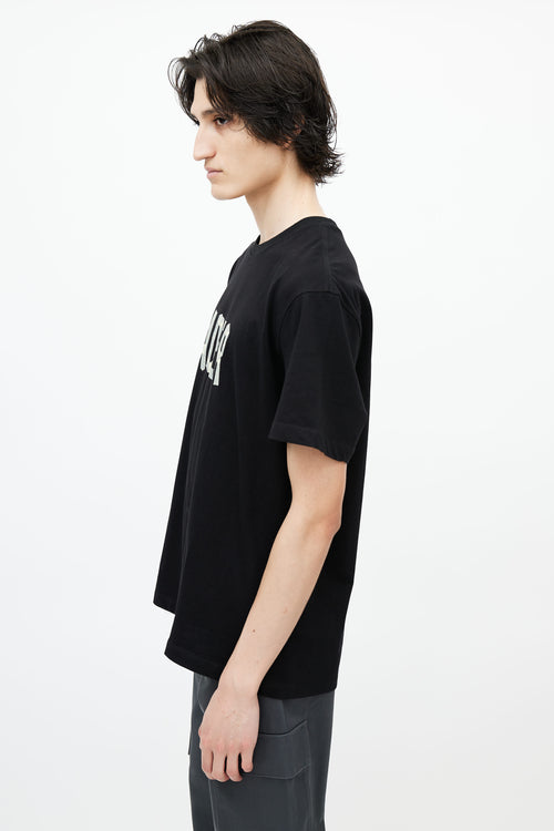 Ader Black Cotton Tape Logo T-Shirt