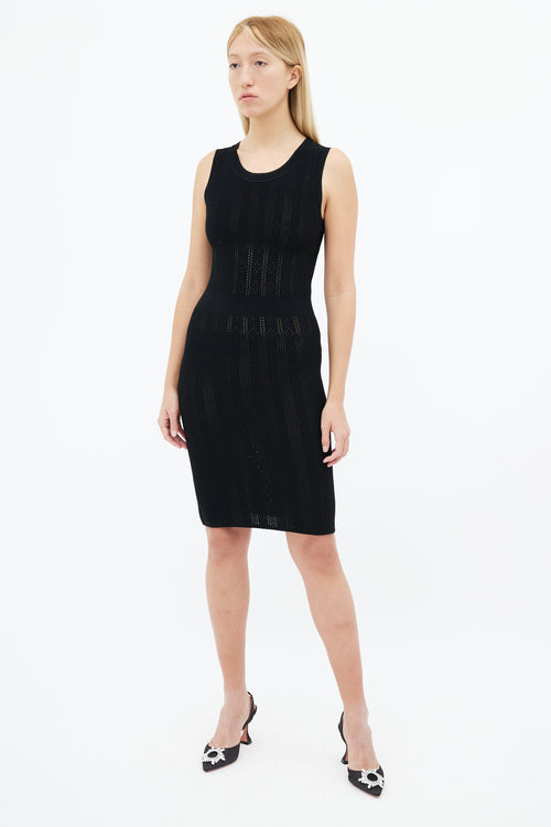 Alaïa Black Mesh Detail Sleeveless Dress