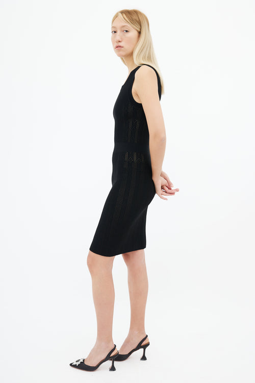 Alaïa Black Mesh Detail Sleeveless Dress