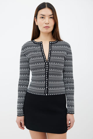 Alaïa Black 
White Geometric Pattern Cardigan