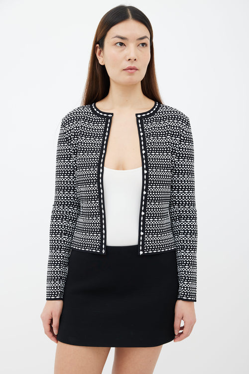 Alaïa Black 
White Geometric Pattern Cardigan