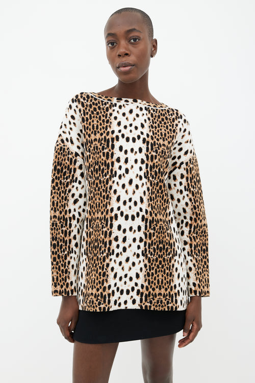 Alaïa Brown 
White Graphic Print  Sweater