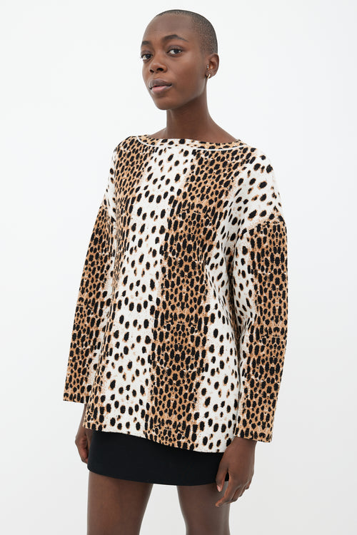 Alaïa Brown 
White Graphic Print  Sweater