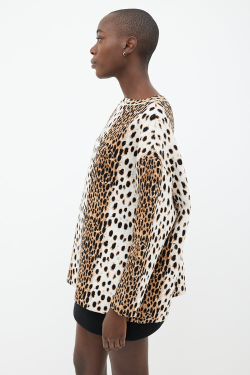 Alaïa Brown 
White Graphic Print  Sweater