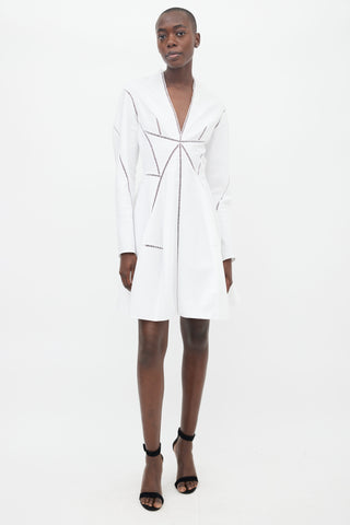 Alaïa White Texture Cut-Out Trim Dress