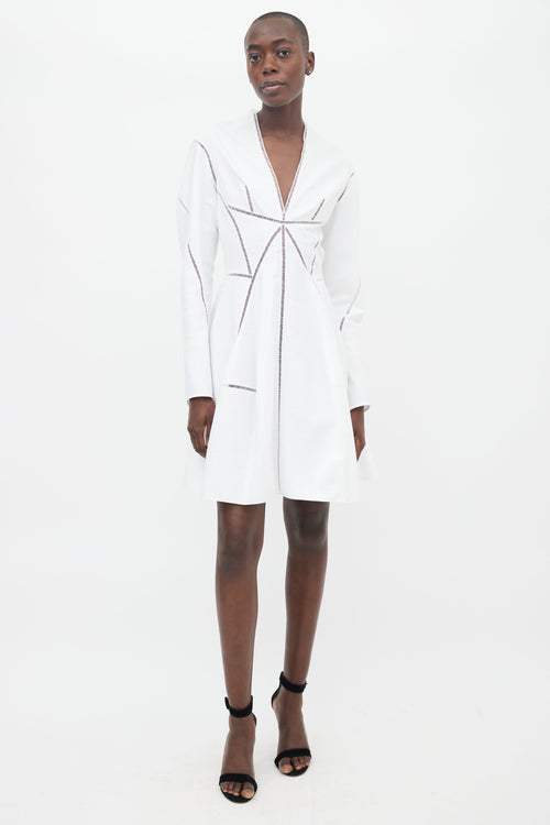 Alaïa White Texture Cut-Out Trim Dress