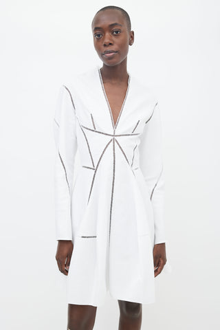 Alaïa White Texture Cut-Out Trim Dress