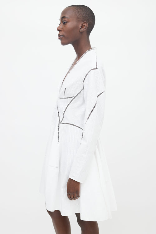 Alaïa White Texture Cut-Out Trim Dress