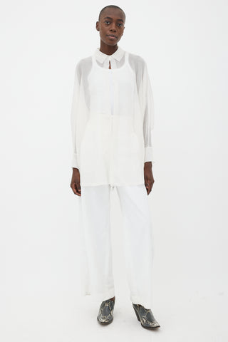 Alaïa White Sheer Dolman Open Shirt