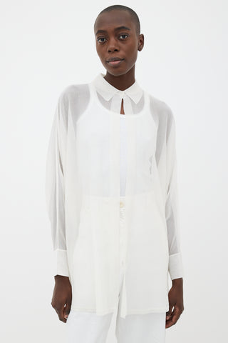 Alaïa White Sheer Dolman Open Shirt