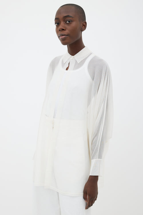 Alaïa White Sheer Dolman Open Shirt