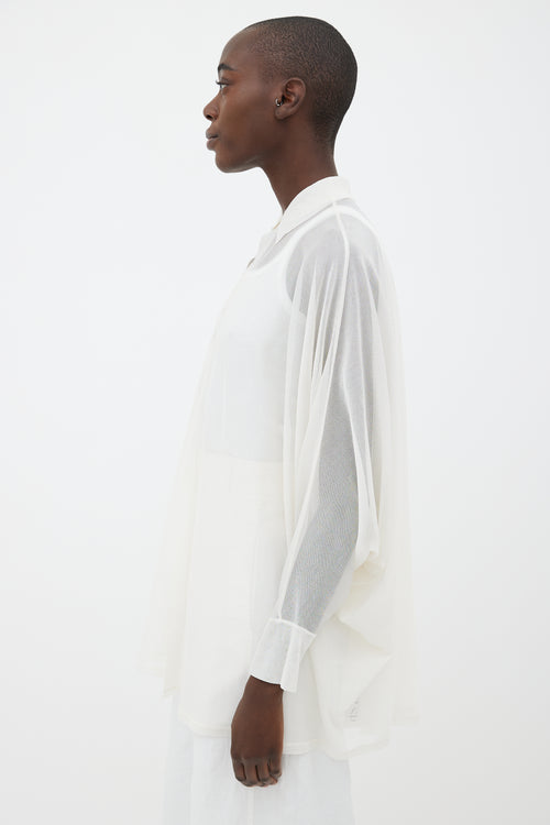 Alaïa White Sheer Dolman Open Shirt