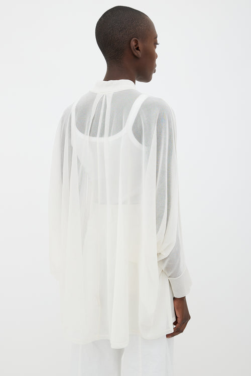 Alaïa White Sheer Dolman Open Shirt