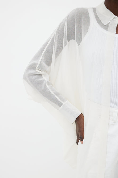 Alaïa White Sheer Dolman Open Shirt