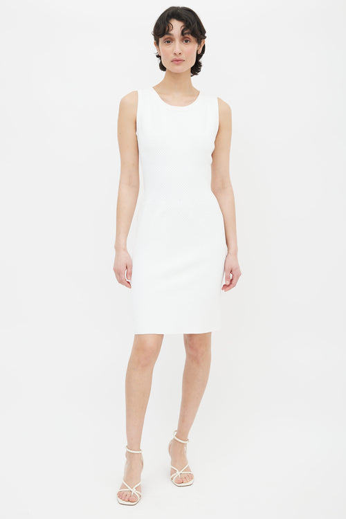 Alaïa White Waffle Knit Sleeveless Dress