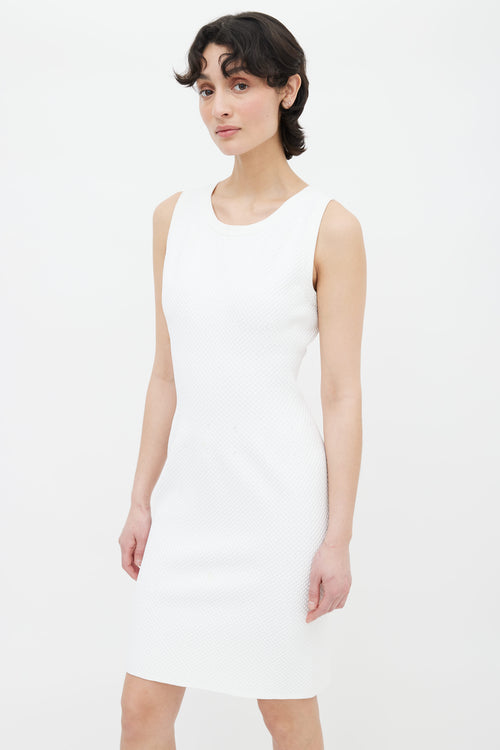 Alaïa White Waffle Knit Sleeveless Dress