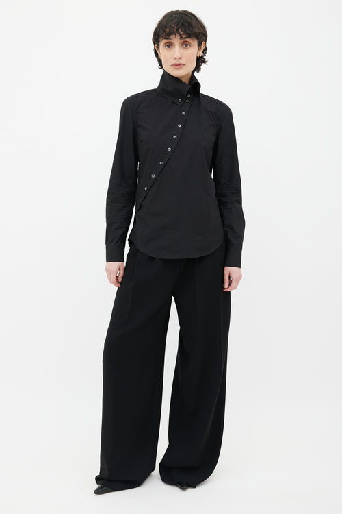 Alexander McQueen Black Cotton Asymmetrical Button-Up Shirt