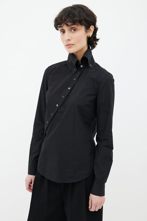 Alexander McQueen Black Cotton Asymmetrical Button-Up Shirt