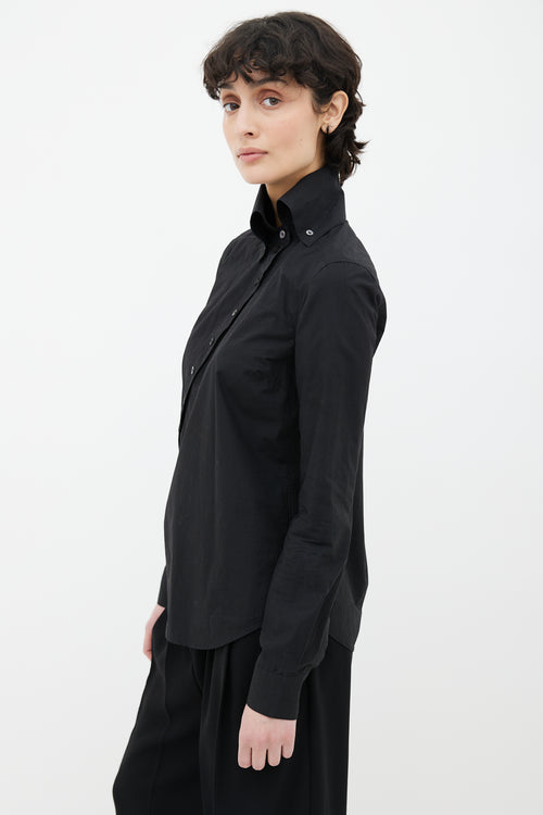 Alexander McQueen Black Cotton Asymmetrical Button-Up Shirt