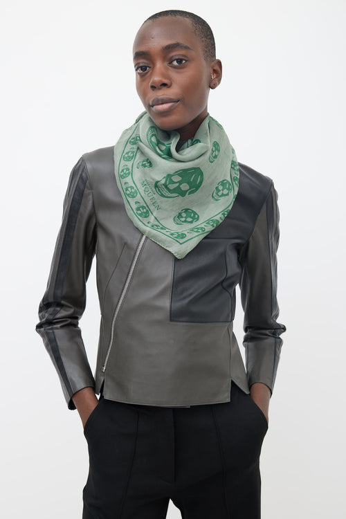 Alexander McQueen Green Skull Print Scarf