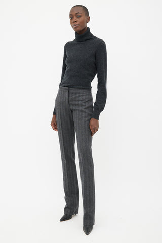 Alexander McQueen Grey Wool Straight Leg Pant