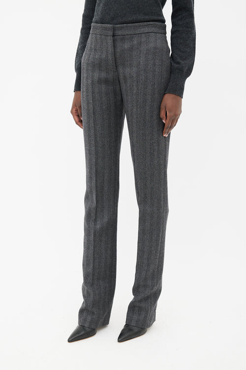 Alexander McQueen Grey Wool Straight Leg Pant