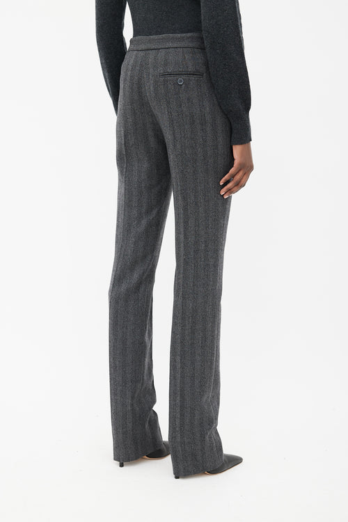 Alexander McQueen Grey Wool Straight Leg Pant