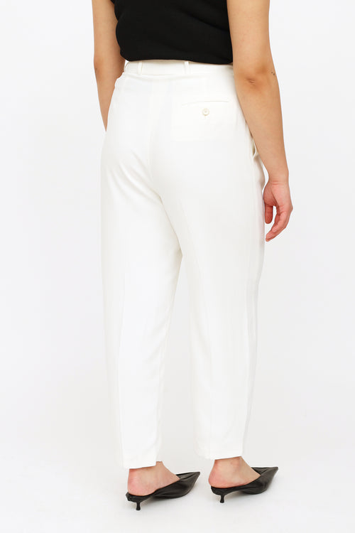 Alexander McQueen White Pleated Straight Leg Trouser