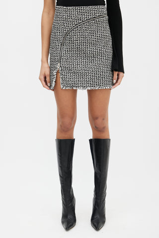 Alexander Wang Black 
White Tweed Zip Skirt