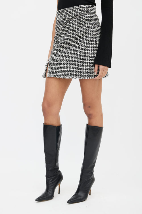 Alexander Wang Black 
White Tweed Zip Skirt