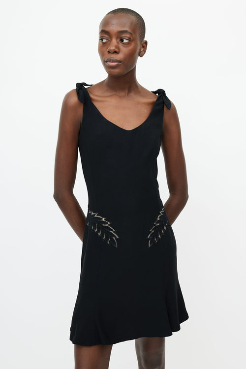 Alexander McQueen 2005 Black Feather Cut Out Dress