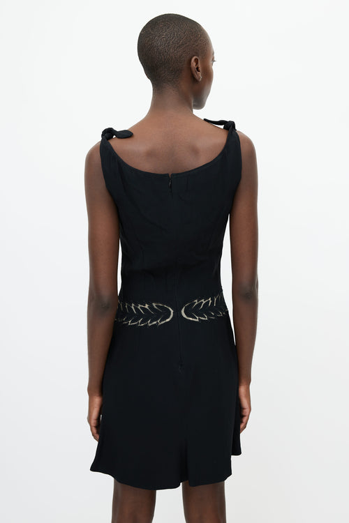 Alexander McQueen 2005 Black Feather Cut Out Dress