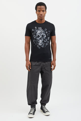 Alexander McQueen 2020 Black Skull Screw Print T-Shirt