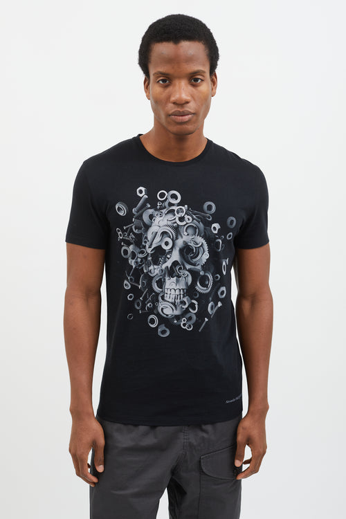 Alexander McQueen 2019 Black Skull Screw Print T-Shirt