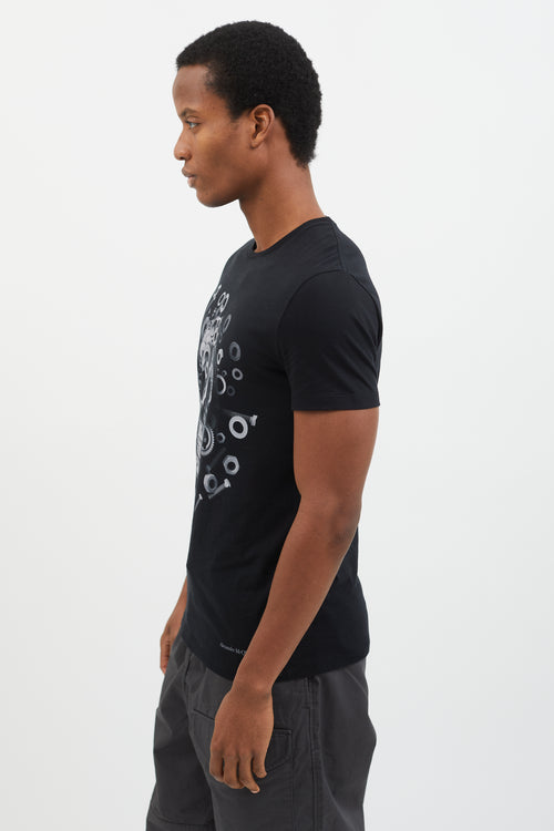 Alexander McQueen 2022 Black Skull Screw Print T-Shirt