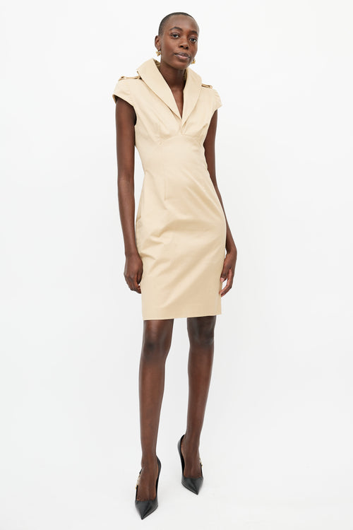 Alexander McQueen Beige Collared Trench Dress