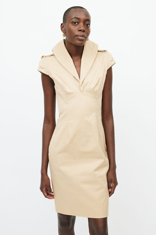 Alexander McQueen Beige Collared Trench Dress