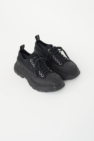 Alexander McQueen Black Canvas Tread Slick Platform Sneaker