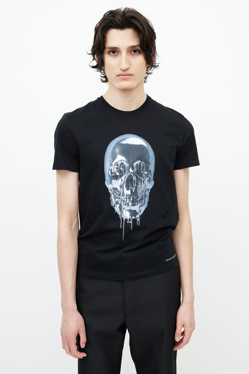 Alexander McQueen Black Dripping Skull Graphic T-Shirt