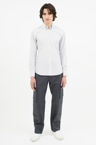 Alexander McQueen Blue Pinstripe Embroidered Cuff Shirt