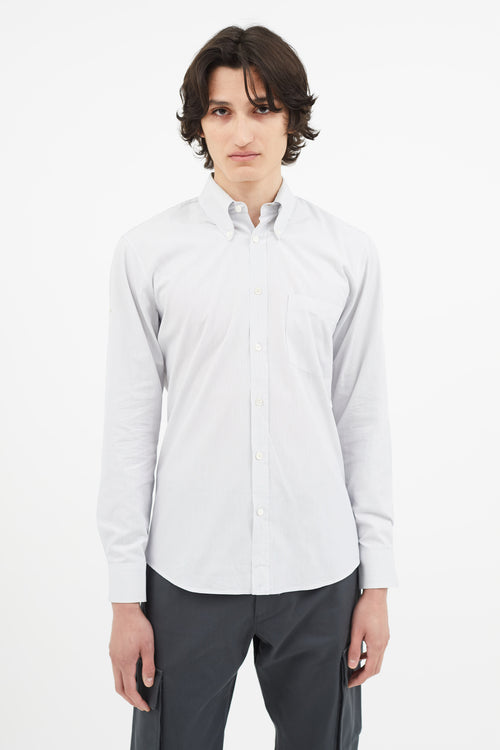 Alexander McQueen Blue Pinstripe Embroidered Cuff Shirt