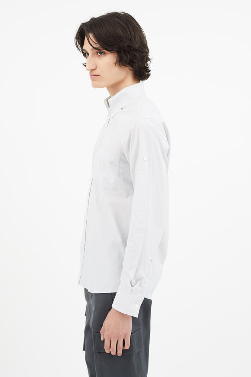 Alexander McQueen Blue Pinstripe Embroidered Cuff Shirt